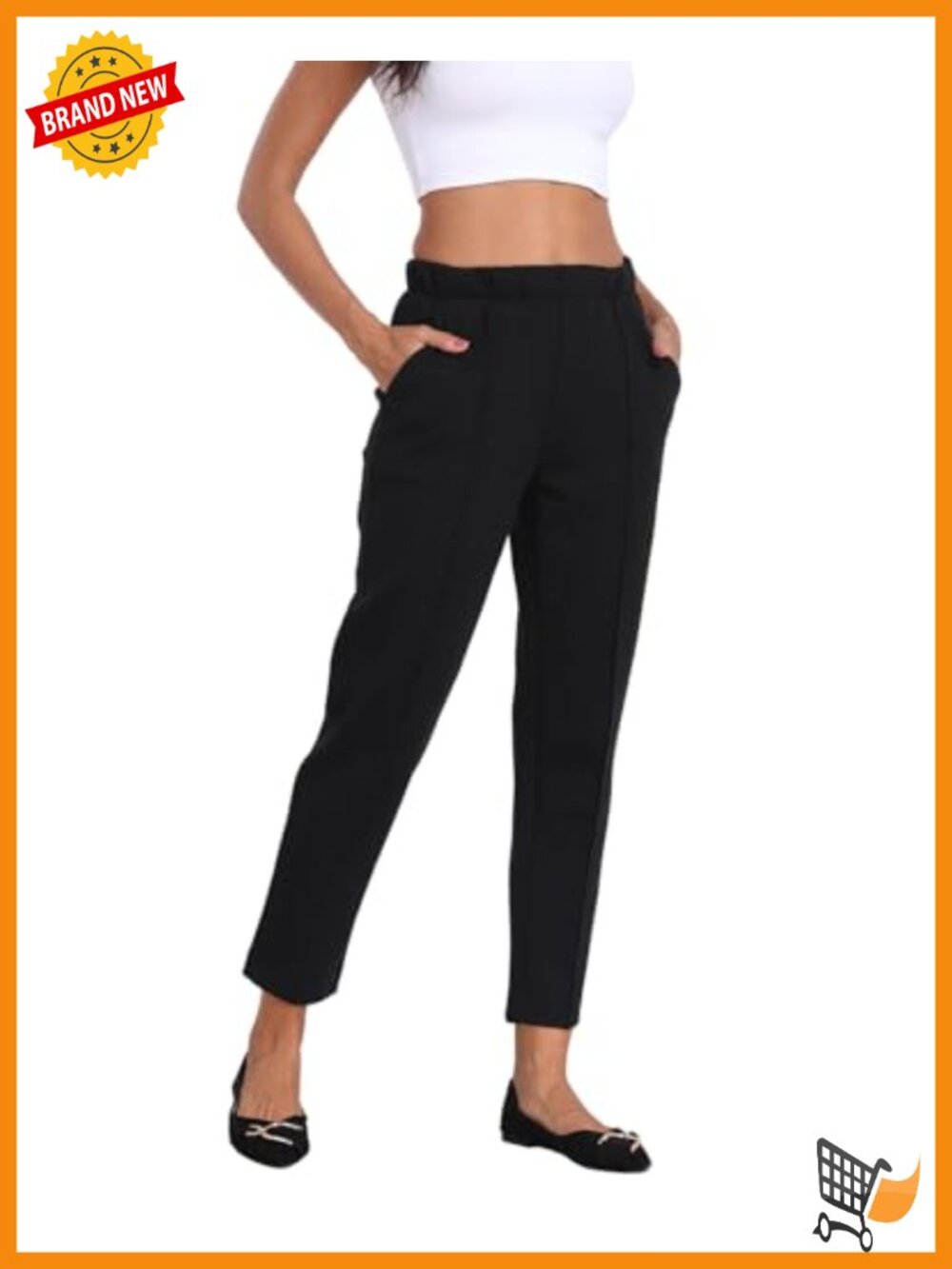 Women's Pull On Pintuck Pants Stretchy Cotton Blend Trousers Work Casual